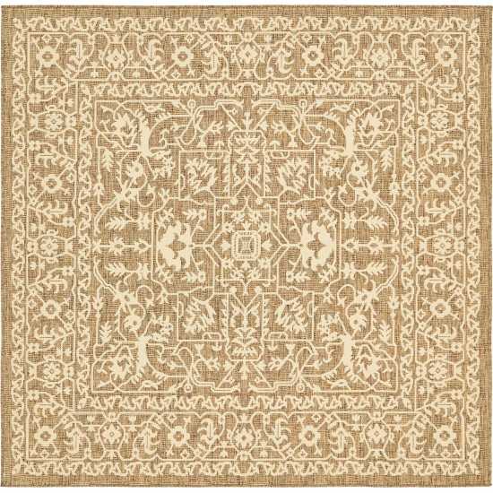 Rug Unique Loom Outdoor Botanical Brown Square 6' 0 x 6' 0