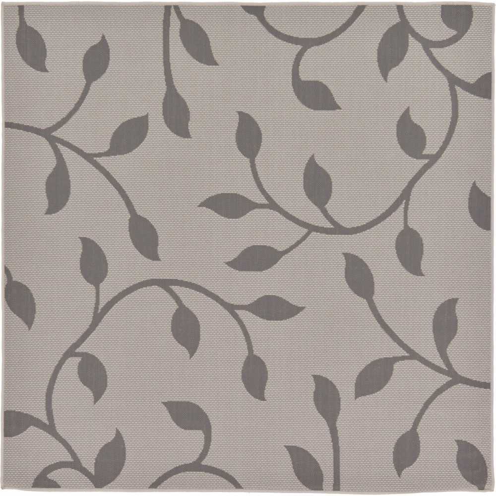 Rug Unique Loom Outdoor Botanical Gray Square 6' 0 x 6' 0 Rug Unique Loom Outdoor Botanical Gray Square 6' 0 x 6' 0