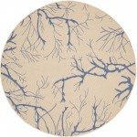 Rug Unique Loom Outdoor Botanical Beige/Navy Blue Round 6' 0 x 6' 0