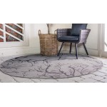 Rug Unique Loom Outdoor Botanical Light Gray Round 6' 0 x 6' 0