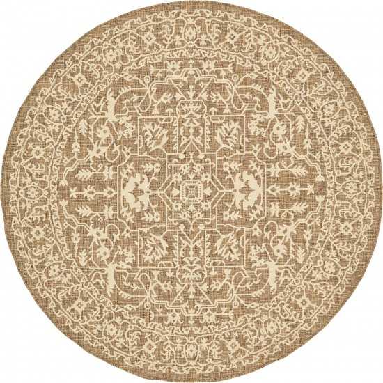 Rug Unique Loom Outdoor Botanical Brown Round 6' 0 x 6' 0