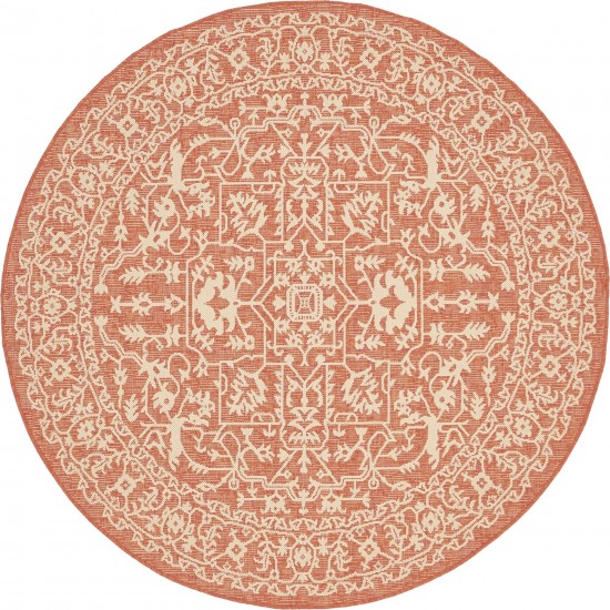 Rug Unique Loom Outdoor Botanical Terracotta Round 6' 0 x 6' 0