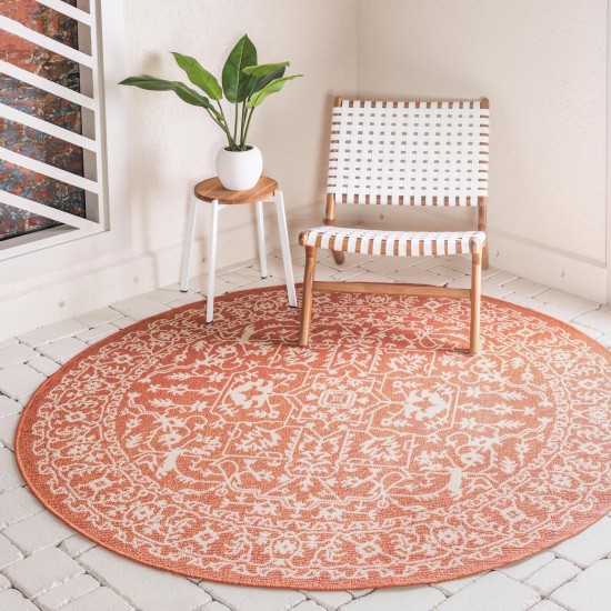 Rug Unique Loom Outdoor Botanical Terracotta Round 6' 0 x 6' 0