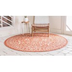 Rug Unique Loom Outdoor Botanical Terracotta Round 6' 0 x 6' 0