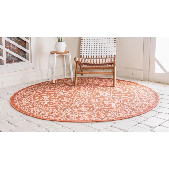 Rug Unique Loom Outdoor Botanical Terracotta Round 6' 0 x 6' 0