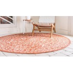 Rug Unique Loom Outdoor Botanical Terracotta Round 6' 0 x 6' 0