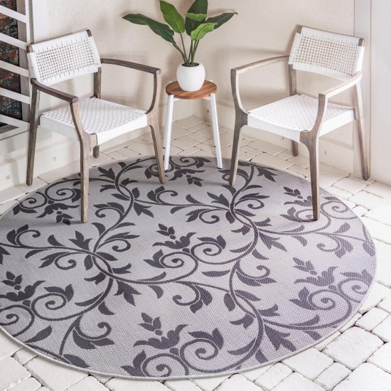 Rug Unique Loom Outdoor Botanical Gray Round 6' 0 x 6' 0