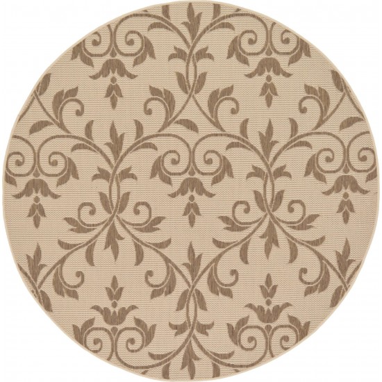 Rug Unique Loom Outdoor Botanical Beige Round 6' 0 x 6' 0