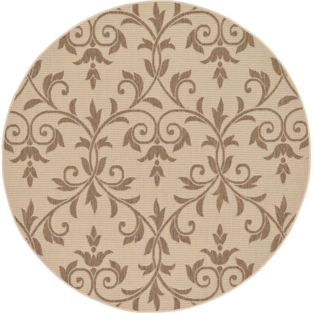 Rug Unique Loom Outdoor Botanical Beige Round 6' 0 x 6' 0