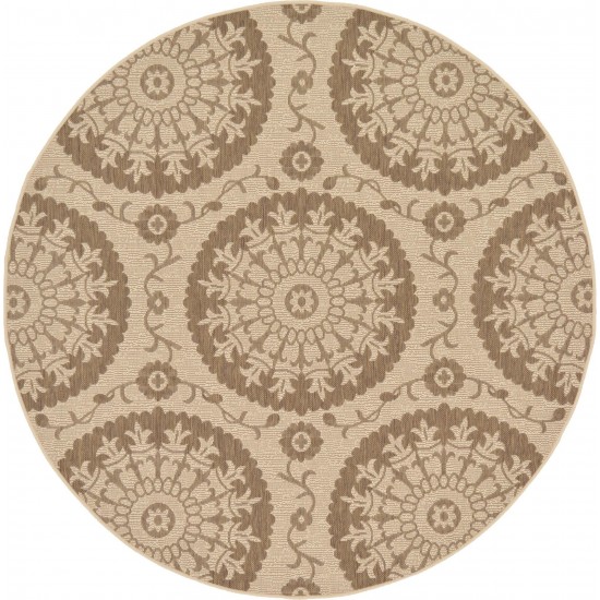 Rug Unique Loom Outdoor Botanical Brown Round 6' 0 x 6' 0