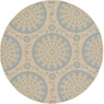 Rug Unique Loom Outdoor Botanical Light Blue Round 6' 0 x 6' 0