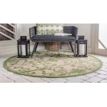 Rug Unique Loom Outdoor Botanical Light Green Round 6' 0 x 6' 0