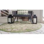 Rug Unique Loom Outdoor Botanical Light Green Round 6' 0 x 6' 0