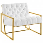 Bequest Gold Stainless Steel Upholstered Fabric Accent Chair