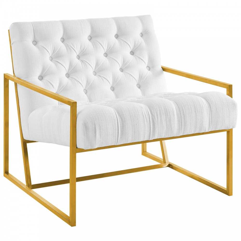 Bequest Gold Stainless Steel Upholstered Fabric Accent Chair