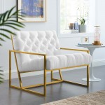 Bequest Gold Stainless Steel Upholstered Fabric Accent Chair