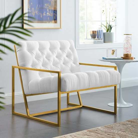 Bequest Gold Stainless Steel Upholstered Fabric Accent Chair