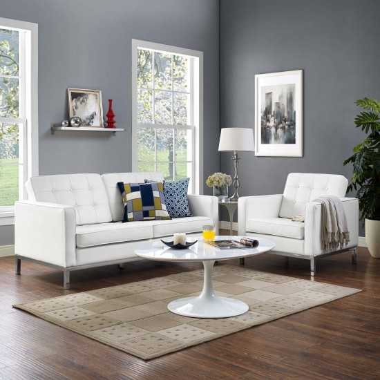 Loft 2 Piece Leather Loveseat and Armchair Set