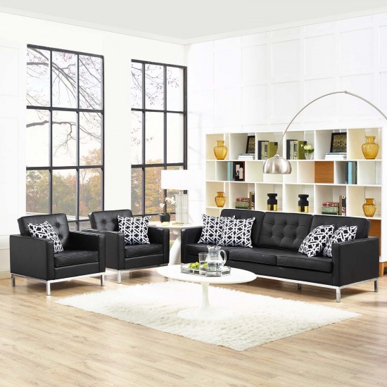 Loft 3 Piece Leather Sofa and Armchair Set