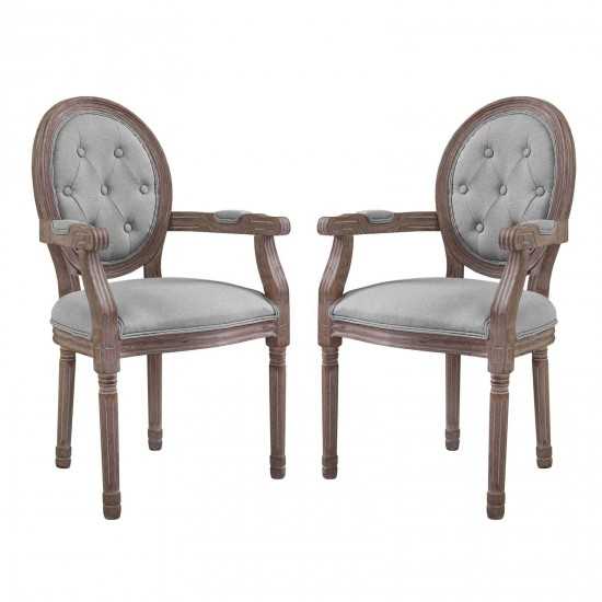 Arise Vintage French Upholstered Fabric Dining Armchair Set of 2