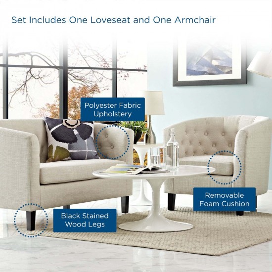 Prospect 2 Piece Upholstered Fabric Loveseat and Armchair Set