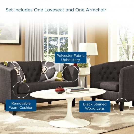 Prospect 2 Piece Upholstered Fabric Loveseat and Armchair Set