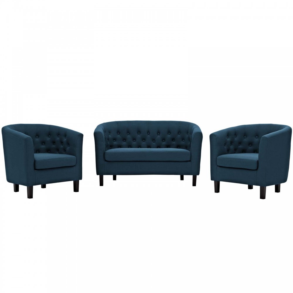 Prospect 3 Piece Upholstered Fabric Loveseat and Armchair Set