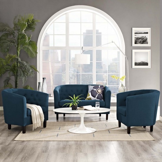 Prospect 3 Piece Upholstered Fabric Loveseat and Armchair Set