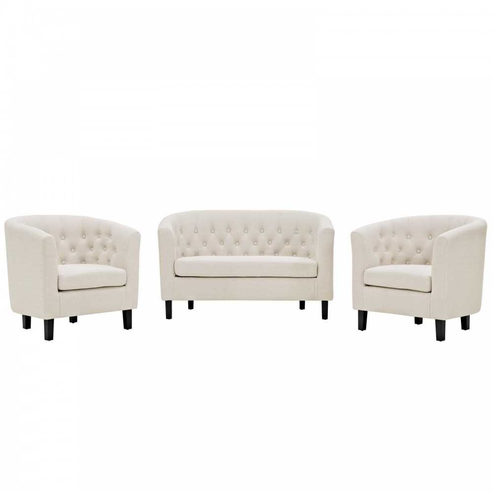 Prospect 3 Piece Upholstered Fabric Loveseat and Armchair Set