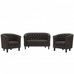 Prospect 3 Piece Upholstered Fabric Loveseat and Armchair Set