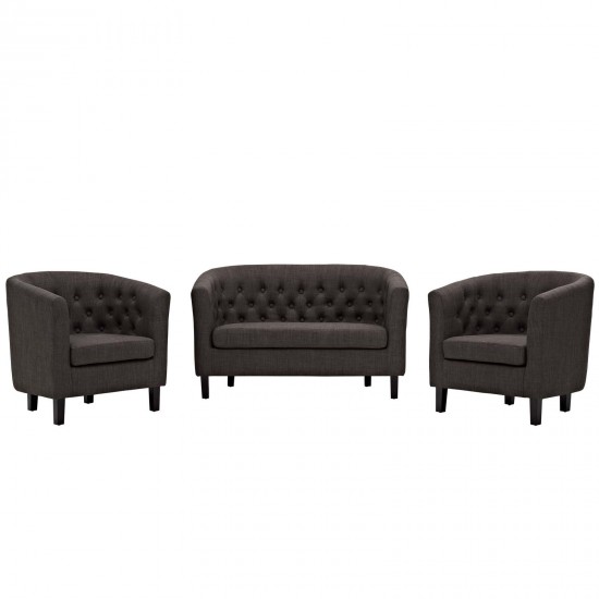 Prospect 3 Piece Upholstered Fabric Loveseat and Armchair Set