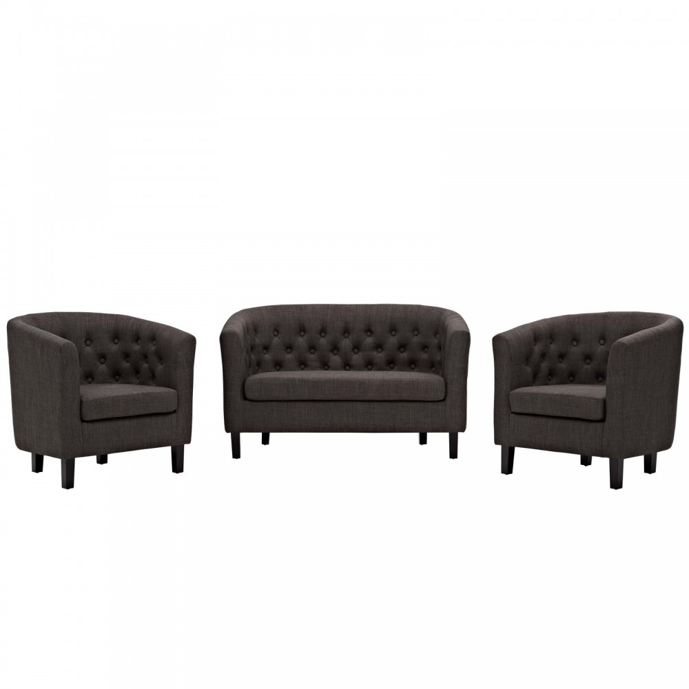 Prospect 3 Piece Upholstered Fabric Loveseat and Armchair Set