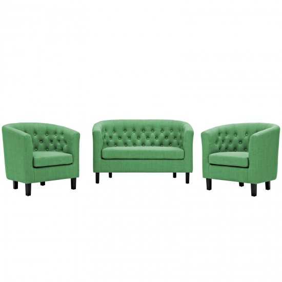 Prospect 3 Piece Upholstered Fabric Loveseat and Armchair Set