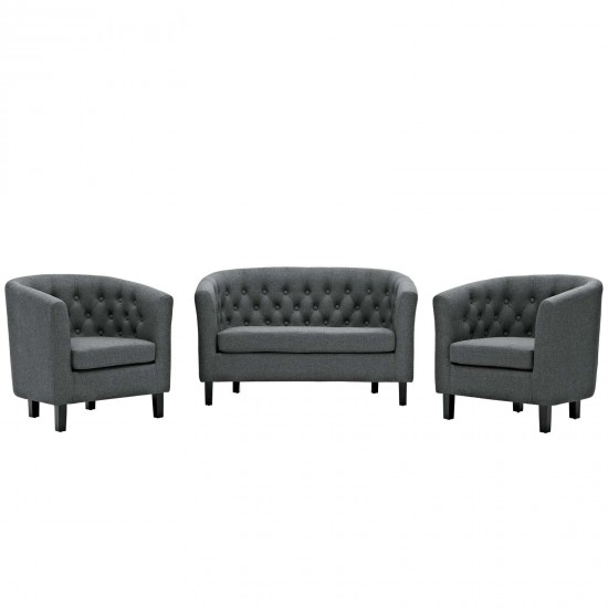 Prospect 3 Piece Upholstered Fabric Loveseat and Armchair Set