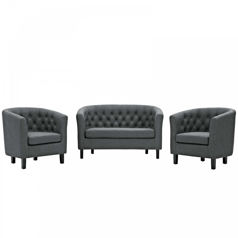 Prospect 3 Piece Upholstered Fabric Loveseat and Armchair Set