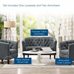 Prospect 3 Piece Upholstered Fabric Loveseat and Armchair Set