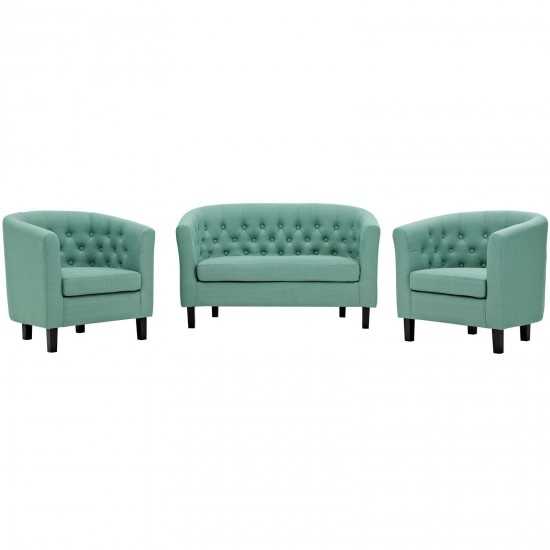 Prospect 3 Piece Upholstered Fabric Loveseat and Armchair Set