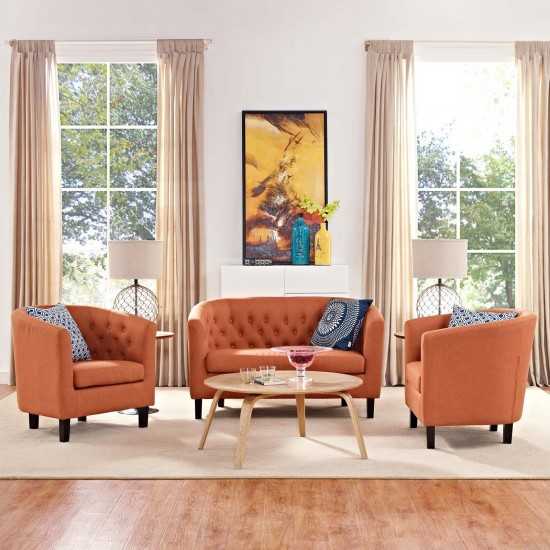 Prospect 3 Piece Upholstered Fabric Loveseat and Armchair Set