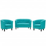 Prospect 3 Piece Upholstered Fabric Loveseat and Armchair Set