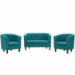 Prospect 3 Piece Upholstered Fabric Loveseat and Armchair Set