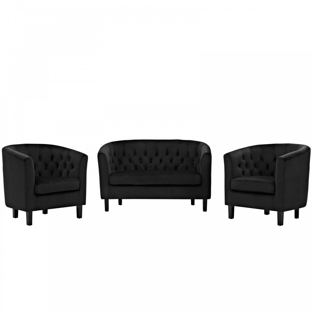 Prospect 3 Piece Performance Velvet Loveseat and Armchair Set