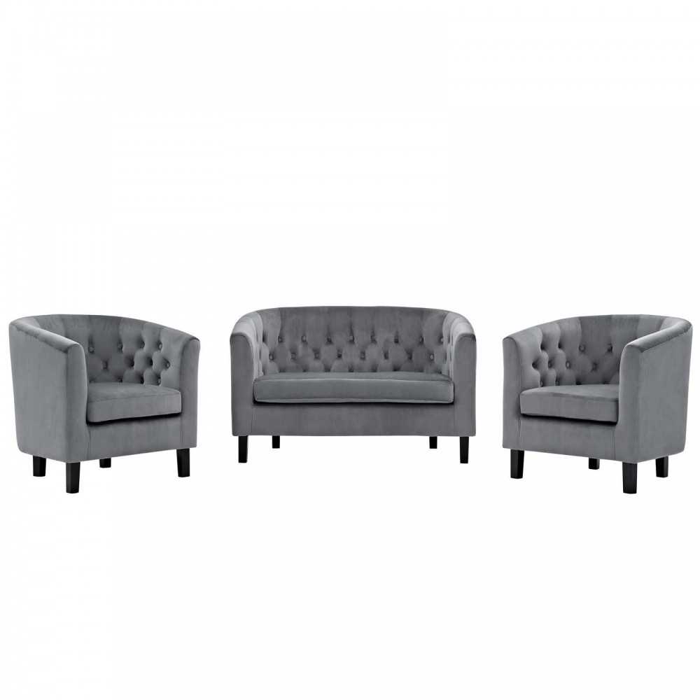 Prospect 3 Piece Performance Velvet Loveseat and Armchair Set