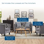 Prospect 3 Piece Performance Velvet Loveseat and Armchair Set