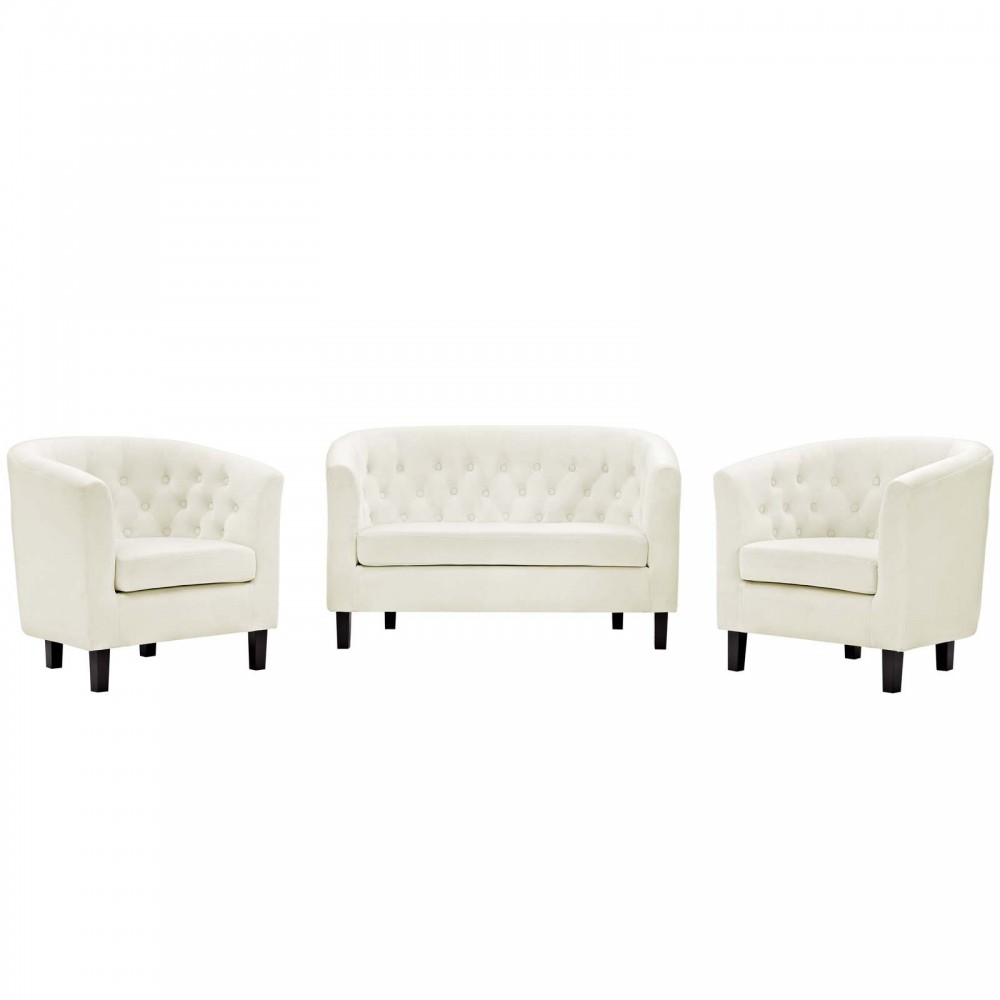 Prospect 3 Piece Performance Velvet Loveseat and Armchair Set