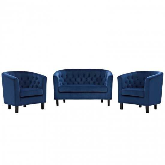 Prospect 3 Piece Performance Velvet Loveseat and Armchair Set