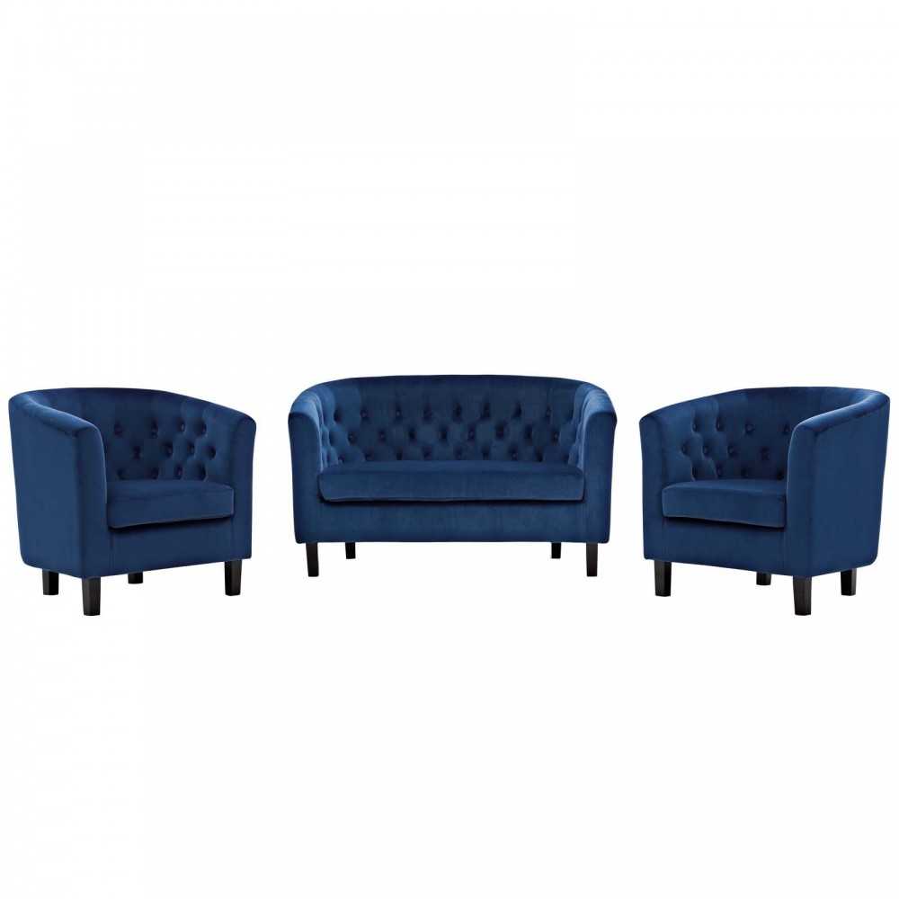 Prospect 3 Piece Performance Velvet Loveseat and Armchair Set