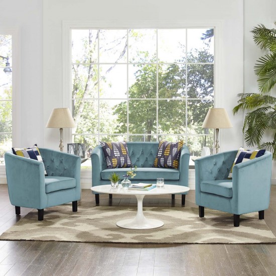 Prospect 3 Piece Performance Velvet Loveseat and Armchair Set