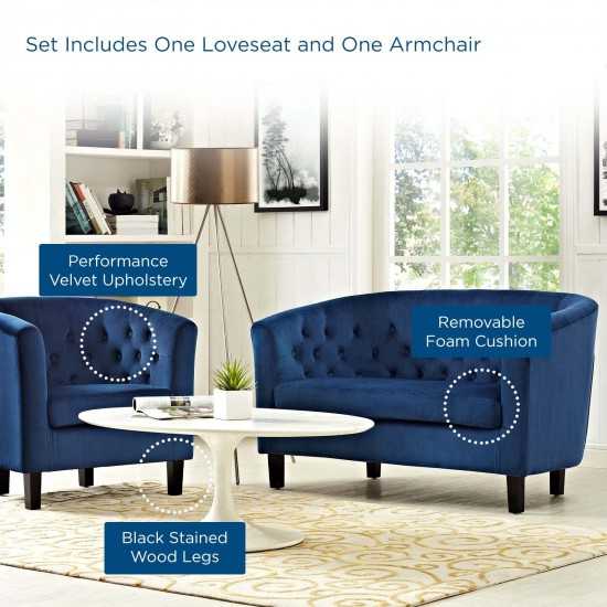 Prospect 2 Piece Performance Velvet Loveseat and Armchair Set