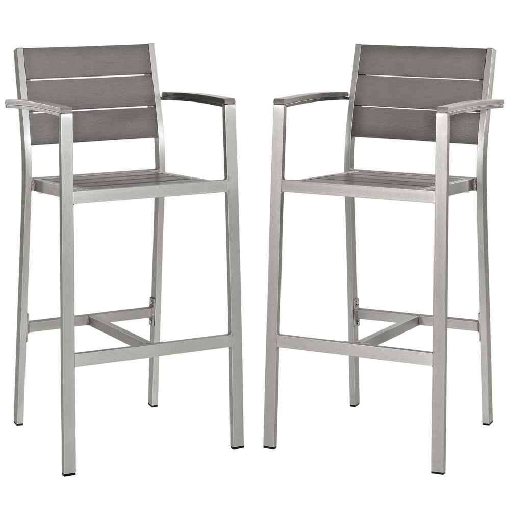 Shore Bar Stool Outdoor Patio Aluminum Set of 2