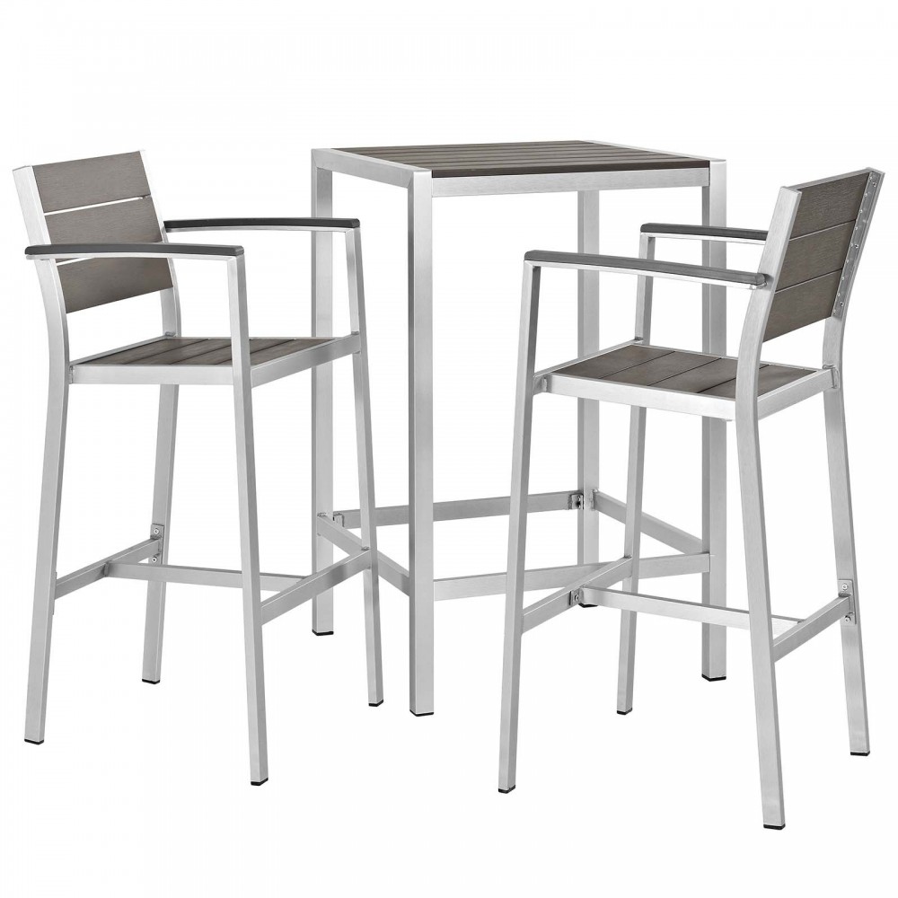 Shore 3 Piece Outdoor Patio Aluminum Pub Set Shore 3 Piece Outdoor Patio Aluminum Pub Set